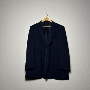Pronto Uomo Wool Blazer Sport Coat Jacket Men 50R Navy Blue Business Formal Prep